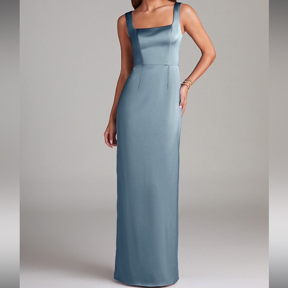 Azazie Flori Satin Dusty Blue bridesmaid dress